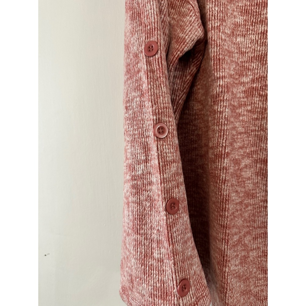 HAYDEN Los Angeles‎ Red White Marled Knit Button Sleeve Sweater Top Women L - Picture 3 of 6